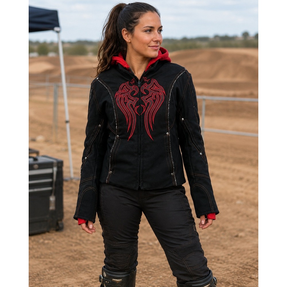 Vance Textiles Women's Motocross Jacket Zip-Out Liner‎ Black Red Size S